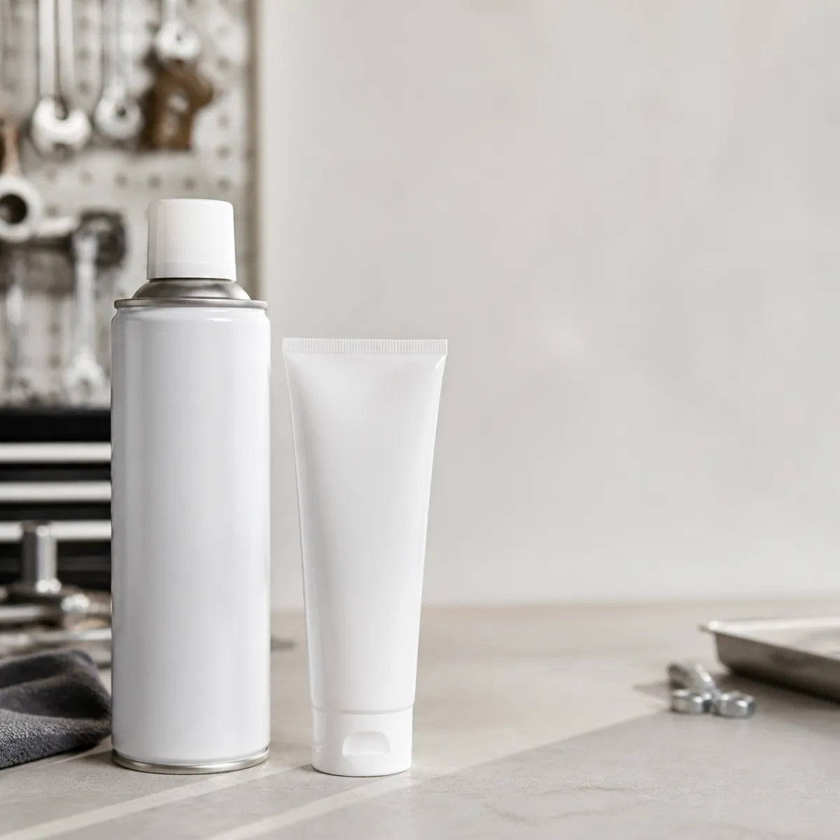White lithium grease can and tube ready to buy